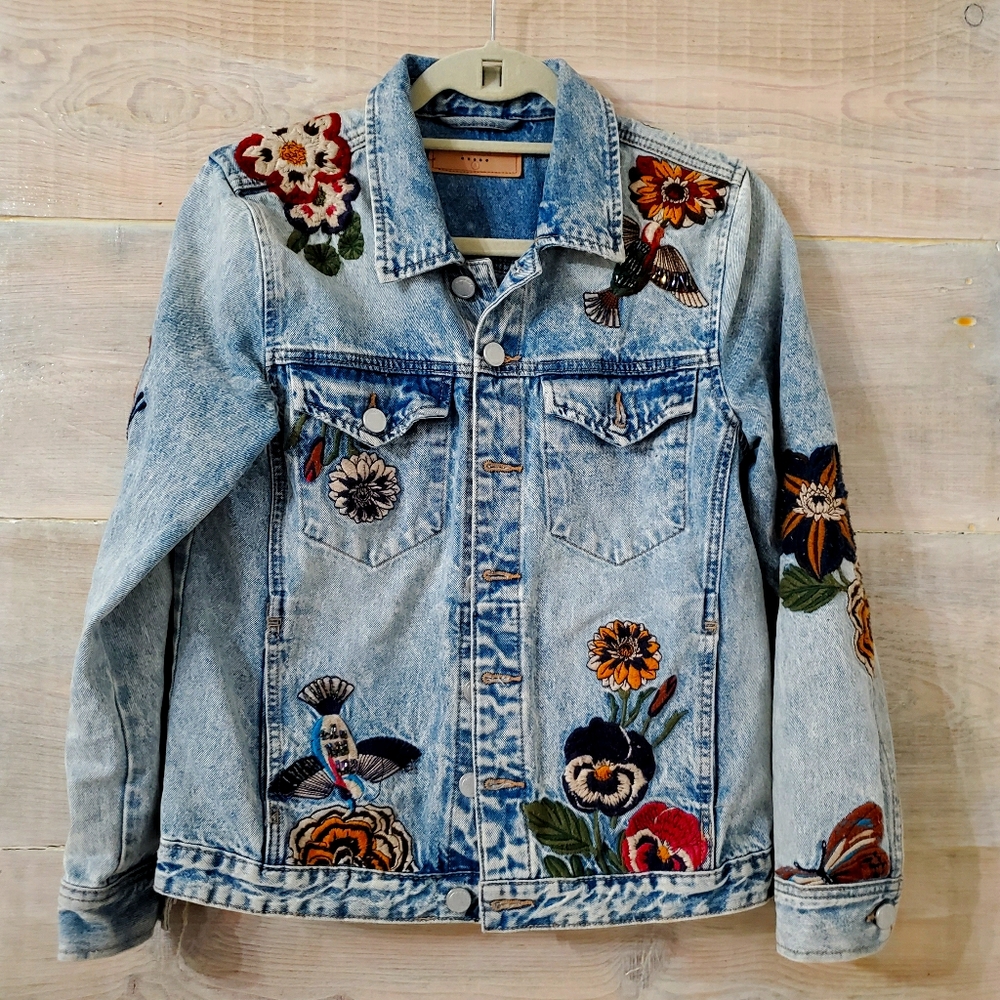 BLANK NYC embroidered denim jacket